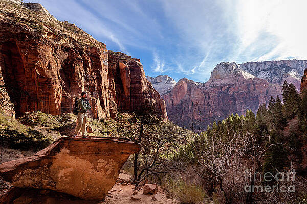 Desert Photograph - Hiker With Beautiful Vista by Craig A Walker