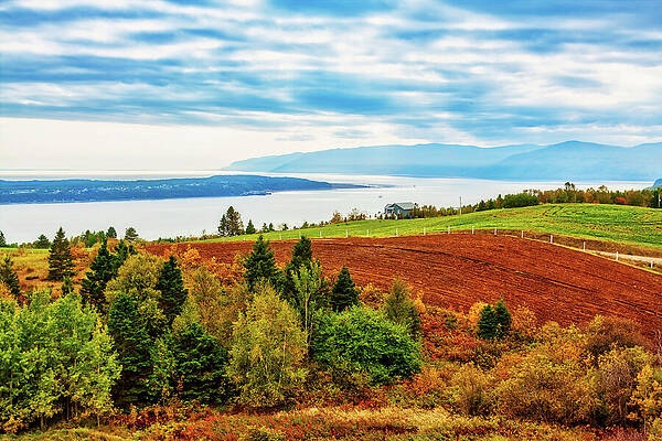 Wall Art featuring the photograph Hilly Farmland By St.Laurent River, Quebec by Tatiana Travelways