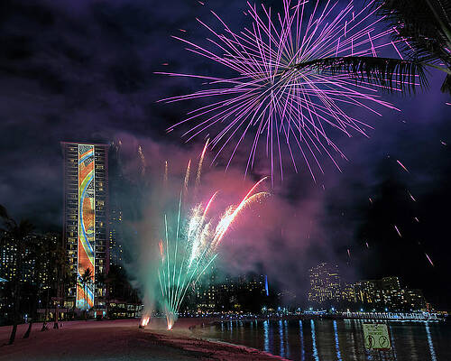 Wall Art featuring the photograph Hilton Firework Celebration by American Landscapes
