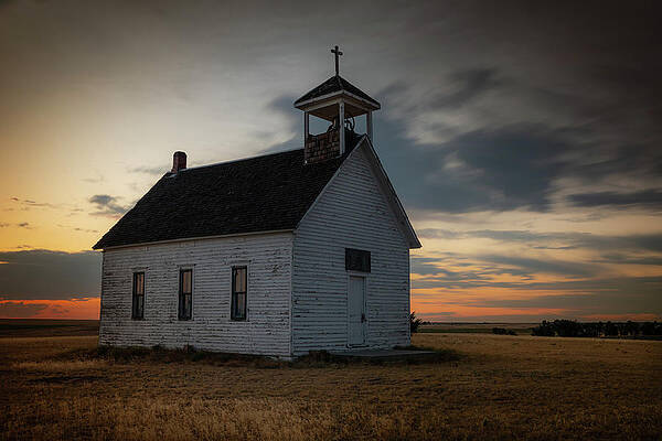 Yellow Wall Art featuring the photograph Historic Abbott Church by Kevin Schwalbe