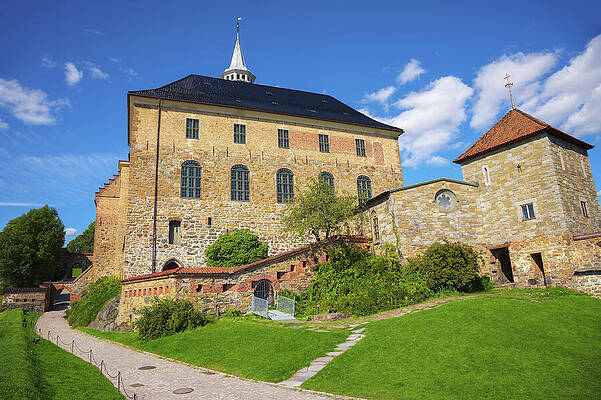 Wall Art featuring the photograph Historic Akershus Fortress In Oslo, Norway, Also Known As Akershus Castle by Miroslav Liska