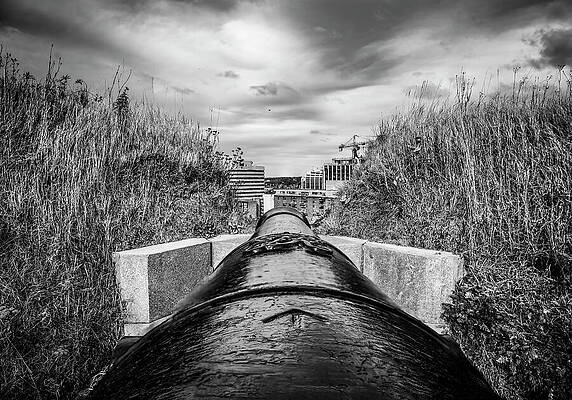 Cannon Overlooking City Wall Art