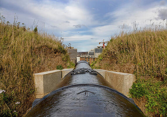 Historic Cannon Overlooking the City Wall Art