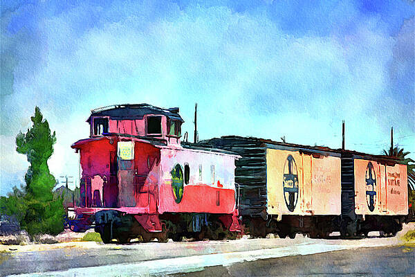 Wall Art featuring the mixed media Historic Freight Train In Needles, California by Tatiana Travelways