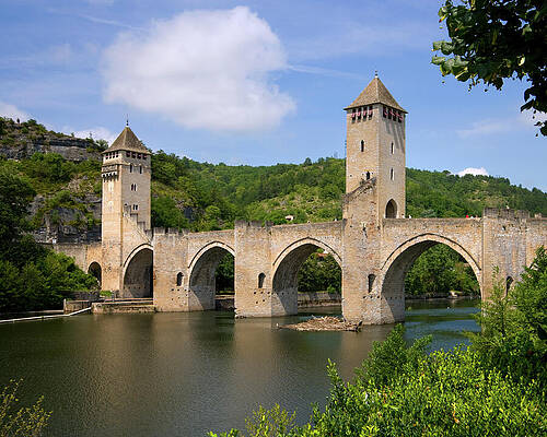 Colour Photograph - Historic Pont Valentre, Cahors, Lot, France by Seeables Visual Arts