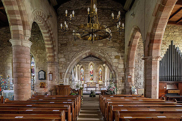 Historic Stone Church Interior Wall Art