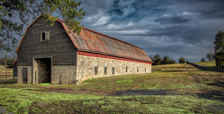 Country Photograph - Historic Stone Barn, Tennessee by Marcy Wielfaert