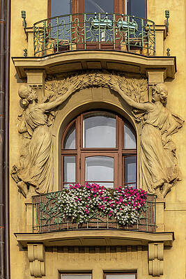 Ornate Balcony with Sculptures Wall Art