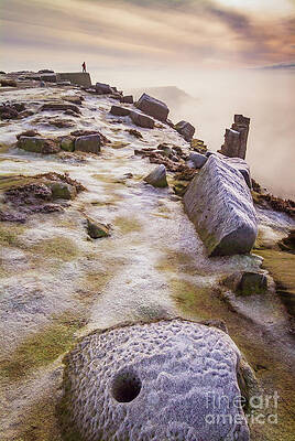 Dramatic Photograph - Hoar Frost And Freezing Fog On Froggatt Edge, Derbyshire Peak District, England by Neale And Judith Clark