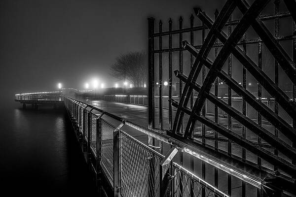 Pier Photograph - Hoboken NJ Pier C BW by Susan Candelario