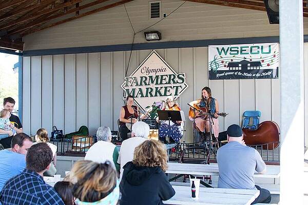 September Photograph - Hoe-down At Olympia Farmers Market by Tom Cochran