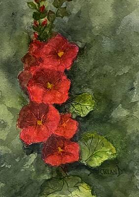 Blooming Red Flowers Painting