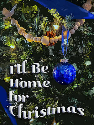 Christmas Tree with Blue Ornament Wall Art