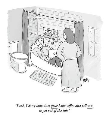 Home Office in a Bathroom Drawing