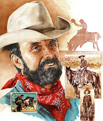 Portrait Painting - Home On The Range - Portrait Of A Cowboy by Chris Calle