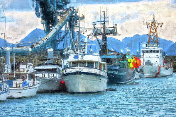 Reflection Wall Art featuring the painting Homer Harbor Painting by Dan Sproul