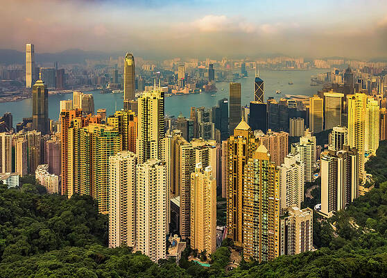 Architecture Wall Art featuring the photograph Hong Kong Skyline From Victoria Peak by Elvira Peretsman