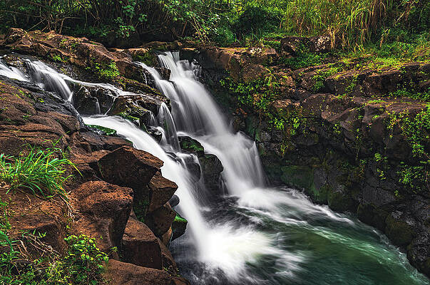 Paradise Photograph - Ho'opi'i Falls Side View - Kauai, Hawaii by Abbie Warnock
