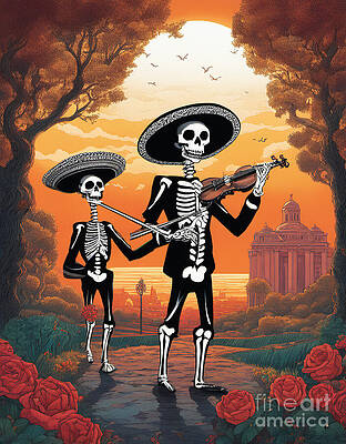 Wall Art featuring the digital art Horror Minstrels by Bencasso B