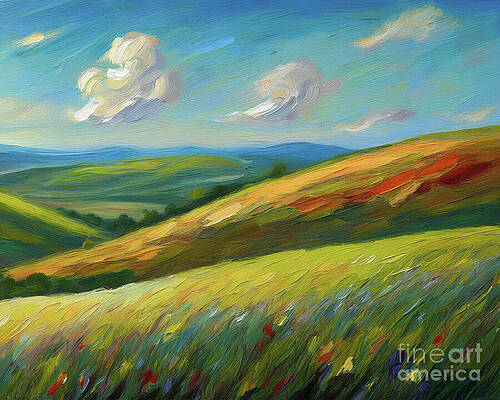 Beautiful Wall Art featuring the ai art Horselake Hills by Macro Abundance