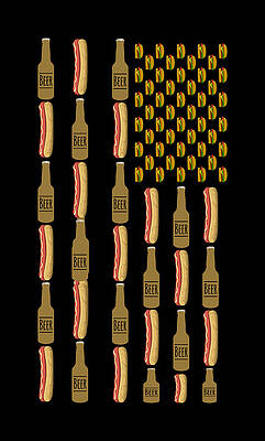 Of Digital Art - Hot Dogs Beer Flag 4th Of July by Flippin Sweet Gear