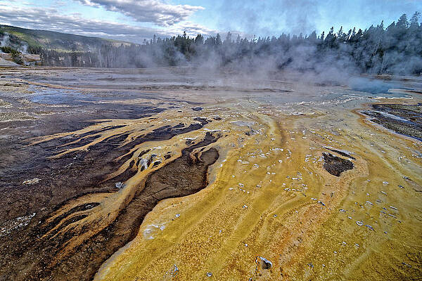 Vibrant Photograph - Hot Spring Hot Rod -- Cyanobacteria At Doublet Pool In Yellowstone National Park, Wyoming by Darin Volpe