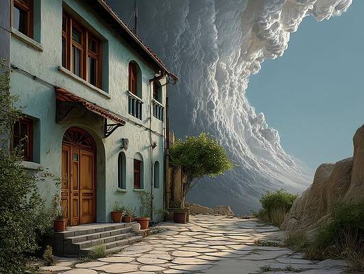 Sky Digital Art - Hotel In The Cloud Mountains by Eris And AI