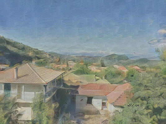 Greece Wall Art featuring the digital art House In A Greek Village by Antonios Valamontes