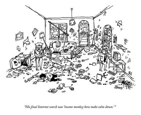 Chaotic Living Room with Monkey Drawing