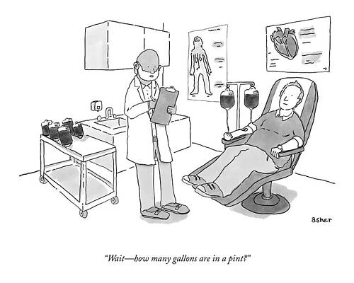 Chart Wall Art featuring the drawing How Many Gallons Are In A Pint? by Asher Perlman