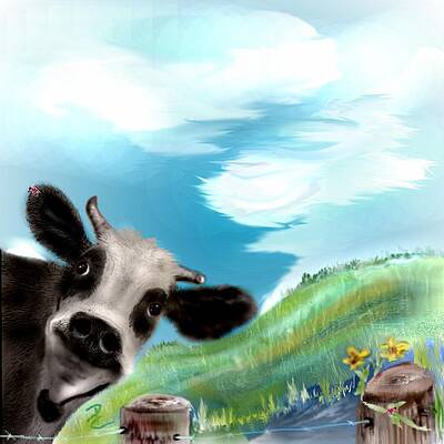 Mixed Media - How Now Brown Cow by Pamela Calhoun