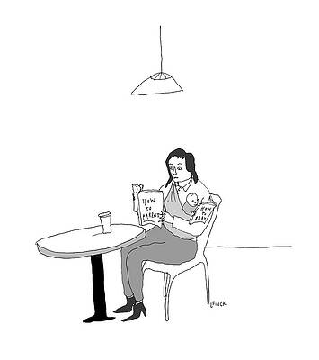 Mother Reading Parenting Book at Cafe Wall Art