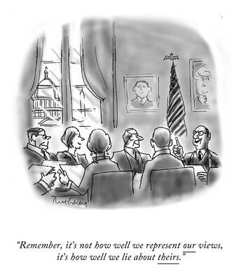 American Flag Wall Art featuring the drawing How Well We Represent Out Views by Mort Gerberg