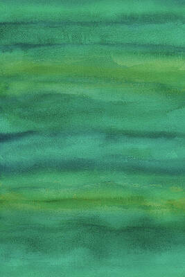 Serene Painting - Hues Of Green Stripes Color Field by Elizabeth Reich
