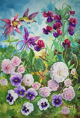 Wall Art featuring the painting Hummingbird by Sybil Riead