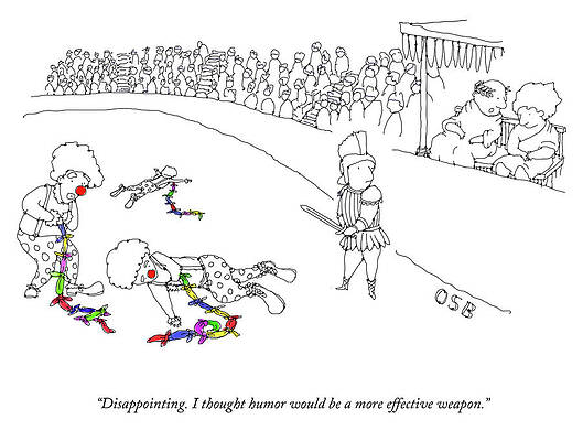 Humor Drawing - Humor As A Weapon by Oren Bernstein