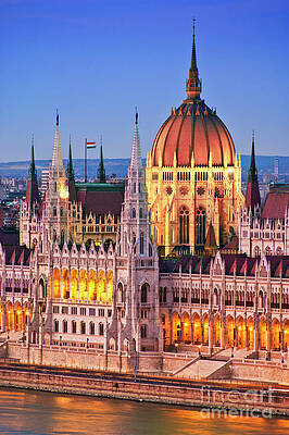 Dramatic Photograph - Hungarian Parliament Building At Night, Budapest, Hungary by Neale And Judith Clark