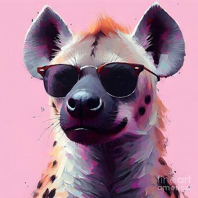 Vibrant Wall Art featuring the ai art Hyena Portrait by Lucia Stewart