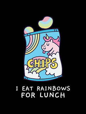 I Wall Art featuring the digital art I Eat Rainbows For Lunch Unicorn Chips by Flippin Sweet Gear