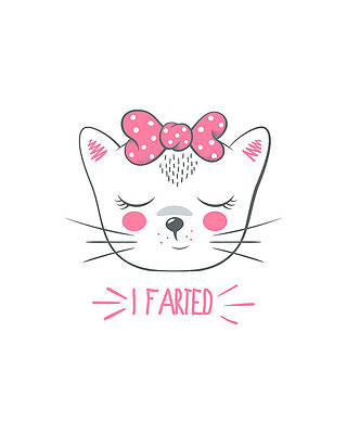 Cute Wall Art featuring the digital art I Farted Funny Cat by Flippin Sweet Gear