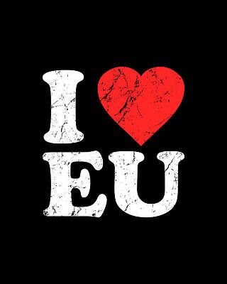I Love Wall Art featuring the digital art I Love EU by Flippin Sweet Gear