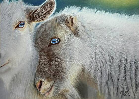 Gentle Embrace of Goats Wall Art