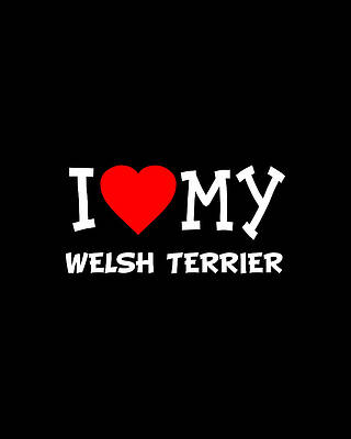 I Wall Art featuring the digital art I Love My Welsh Terrier Dog Breed by Flippin Sweet Gear