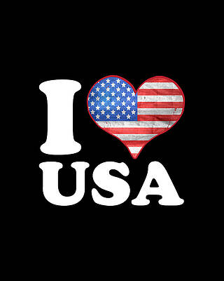 Cool Wall Art featuring the digital art I Love The USA Patriotic by Flippin Sweet Gear