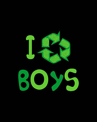 I Wall Art featuring the digital art I Recycle Boys Funny Cute by Flippin Sweet Gear