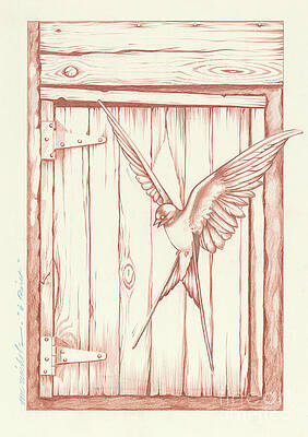 Nature Wall Art featuring the drawing I Thirst  - Sepia Color Pencil Book Illustration 1985 by William Hart McNichols
