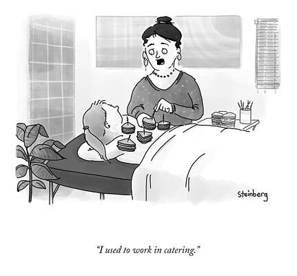 Spa Wall Art featuring the drawing I Used To Work In Catering by Avi Steinberg