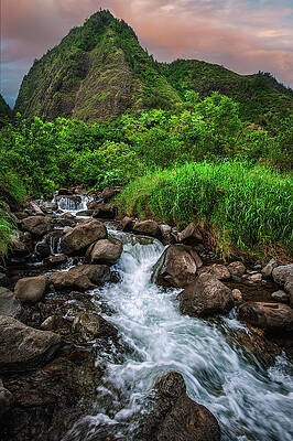 Paradise Photograph - Iao Valley Stream At Sunset - Maui, Hawaii - Vertical by Abbie Warnock