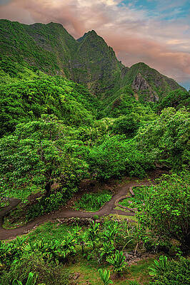Sunset Photograph - Iao Valley Sunset Paths - Maui, Hawaii - Vertical by Abbie Warnock