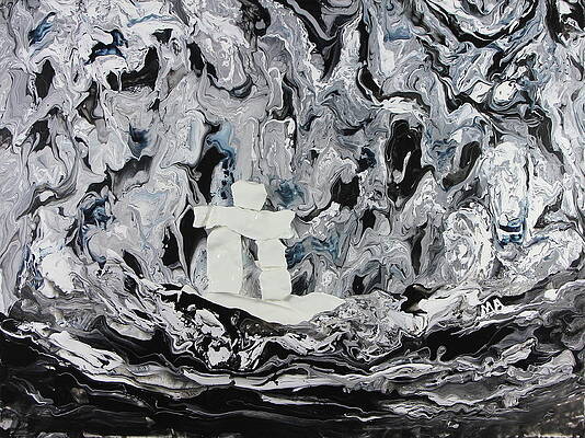 Wall Art featuring the painting Ice Grotto Inukshuk by Madeleine Arnett